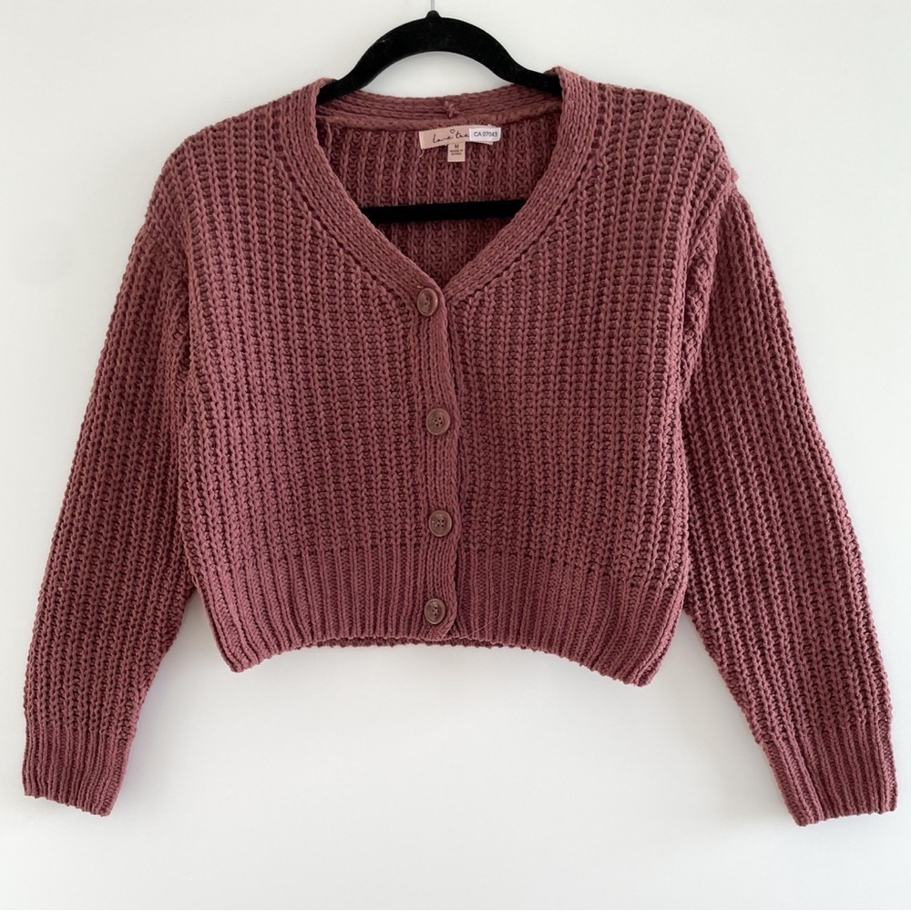 Love Tree Mauve Knit Cardigan Sweater